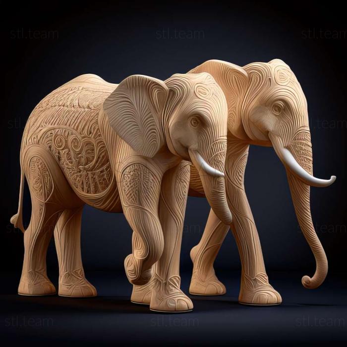 3D model Castor and Pollux elephants famous animal (STL)